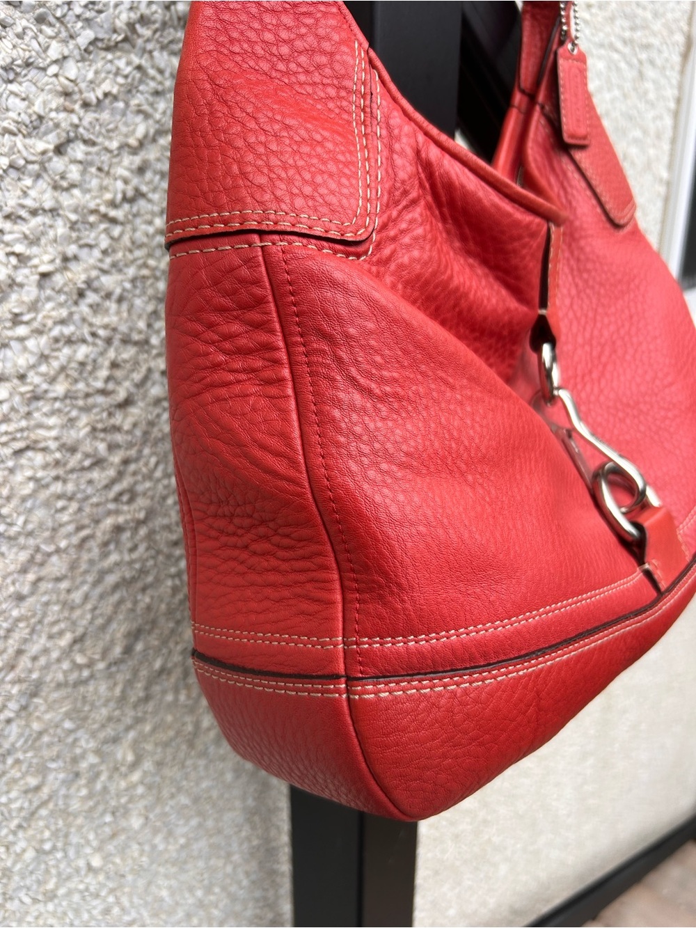 RARE Vintage Y2K 2000s Hamilton Clip Hobo Pebbled Leather Shoulder Purse. - Picture 5 of 15